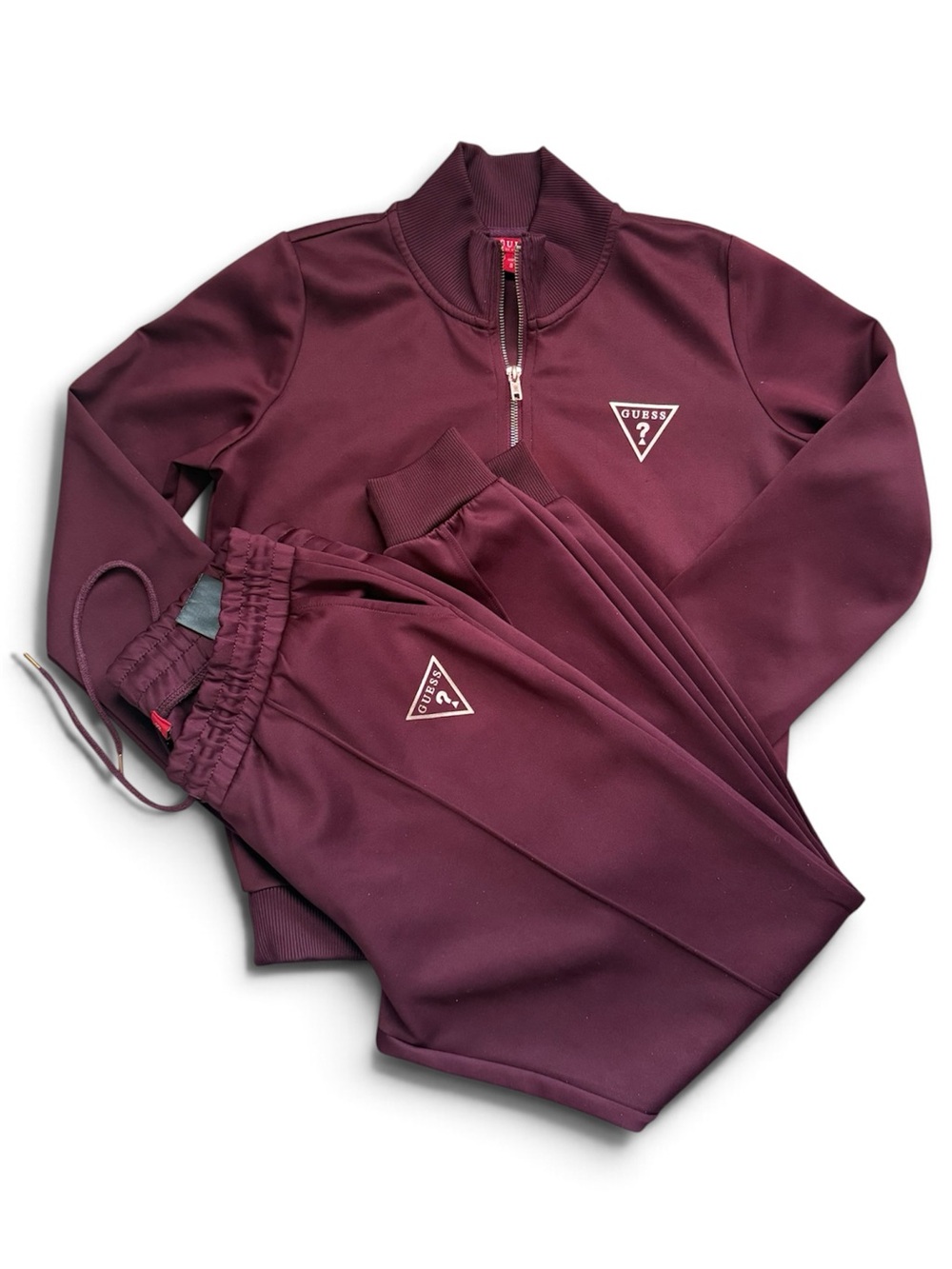GUESS Women's Maroon Zip Jacket & Joggers Set